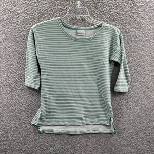 Columbia Womens Striped Top S Green 3/4 Sleeve Casual Outdoor Athleisure Travel